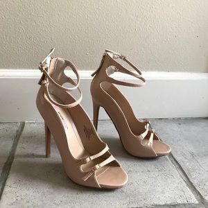 Beige Open Toe Heels Size 6 1/2
